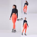 Xparel Stylish Seamless Tummy Control Leggings (Orange)