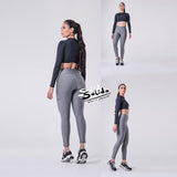 Xparel Stylish Seamless Tummy Control Leggings (Space Gray)