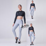 Xparel Stylish Seamless Tummy Control Leggings (Metallic Silver)